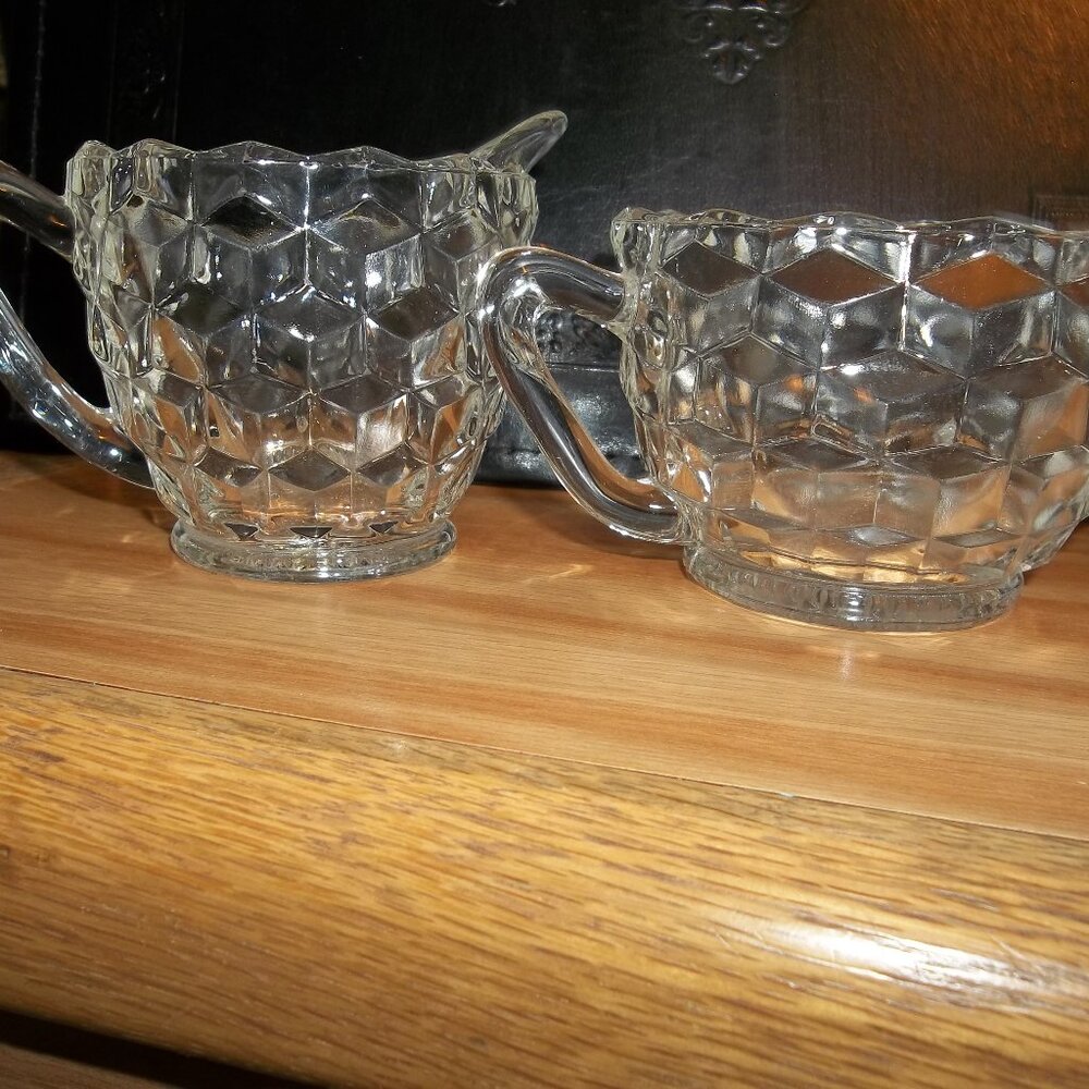 Fostoria Cream and Sugar Set, vintage